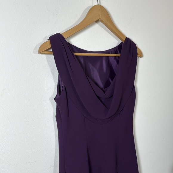 Evan Picone Womens Purple Eggplant Midi Dress Waterfall Back Detail Size 10P - Picture 3 of 10